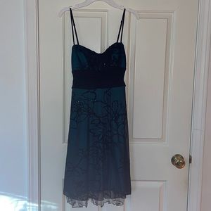 Turquoise/sheer black short formal dress. Size S